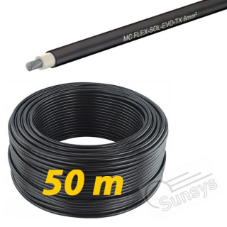 Solárny kábel Stäubli 6mm2 čierny 50m